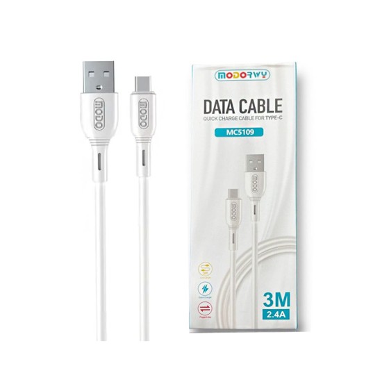 Cabo Modorwy MC5109 Tipo C 2,4A 3m Branco Cabo Modorwy MC5109 Tipo C 2,4A 3m Branco